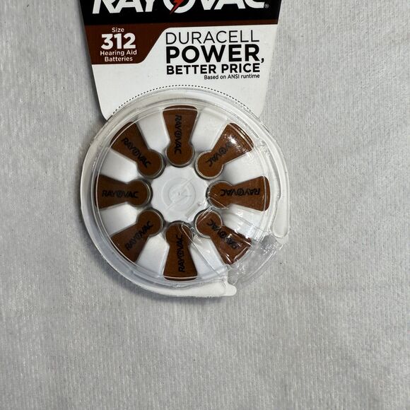 RAYOVAC (8-Pack) Sz 312 Made in USA (8) Hearing Aid Batteries NEW - Picture 3 of 8